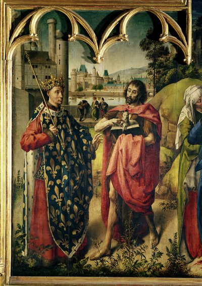Das Pariser Parlamentsaltarbild, Detail von St. Louis und St. Johannes dem Täufer von French School